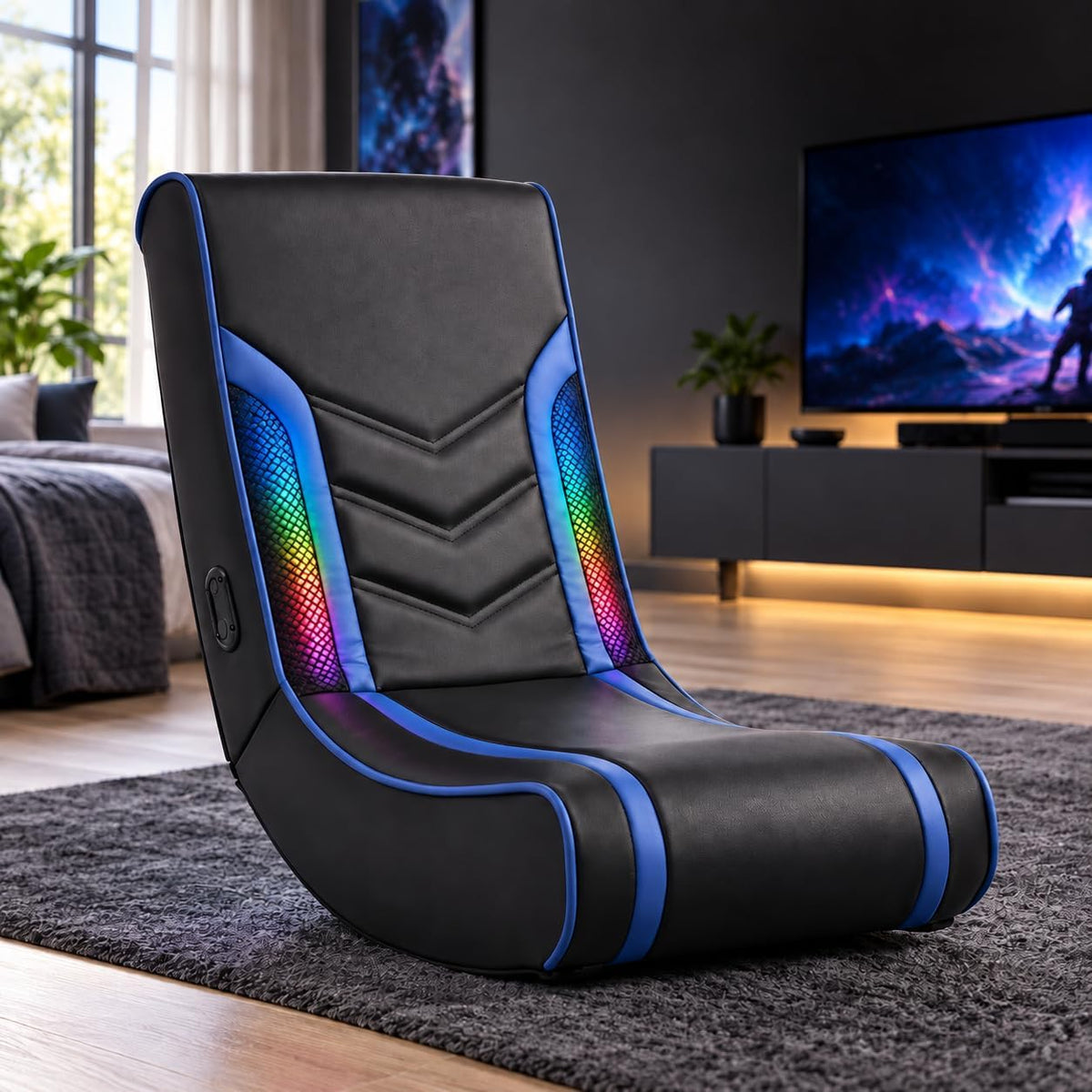 Folding Rocking Gaming Floor Chair No Wheels, Video Game Rocker Chair , by Kcuytro