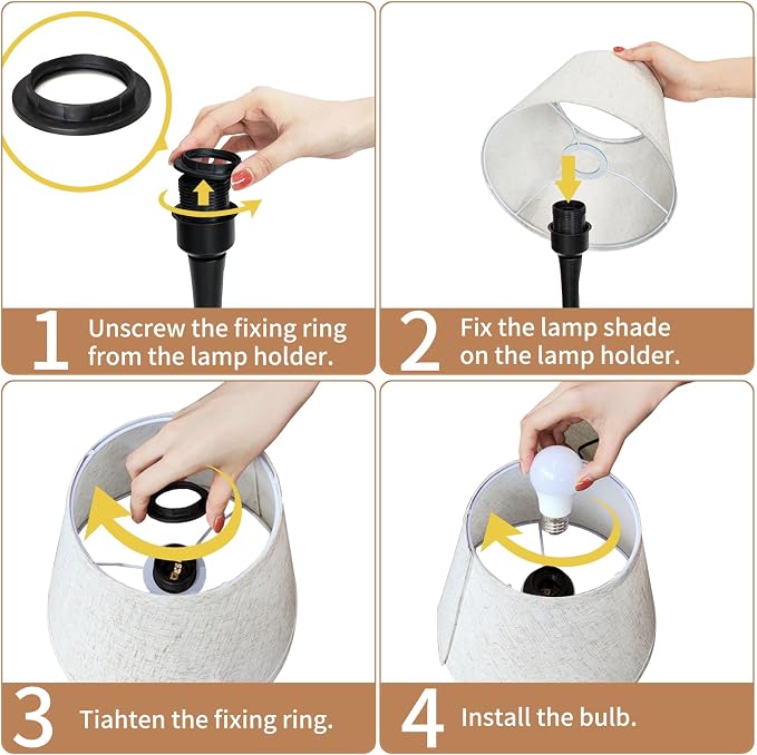 ONEWISH Touch Bedside Lamp Set of 2,3-Way Dimmable Table Lamps for Nightstand with Fabric Shade, Desk Lamp for Reading, Bedroom, Livingroom - Image 8
