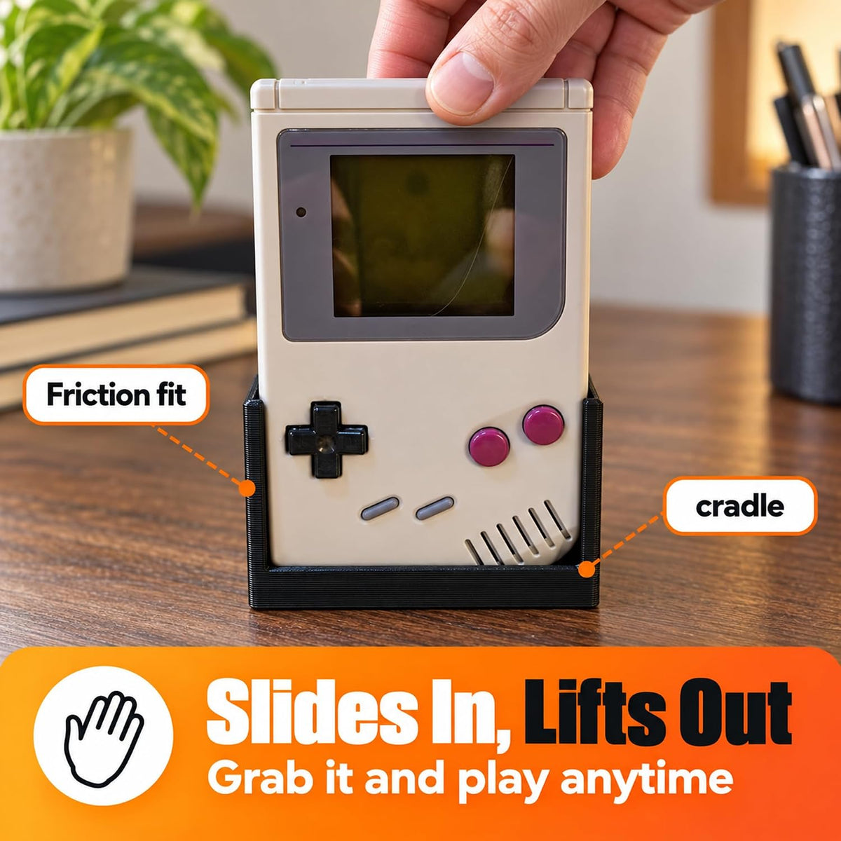 SplashNColor Wall Mount for Game Boy – Display Stand Holder for Handheld Console | Friction Fit Cradle | No Screws Needed | Retro Gaming Collection Showcase for Shelves and - Image 4