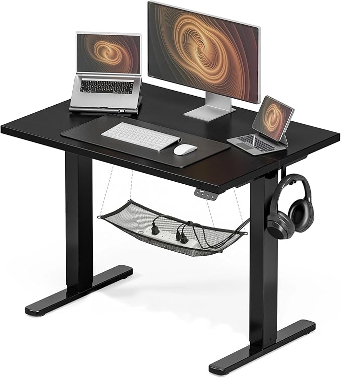Electric Standing Desk with Cable Management,Black Height Adjustable Desk with Memory Presets, Sit Stand Table for Work from Home, Ergonomic Computer Desk,40 x 24 inch by Acrolix