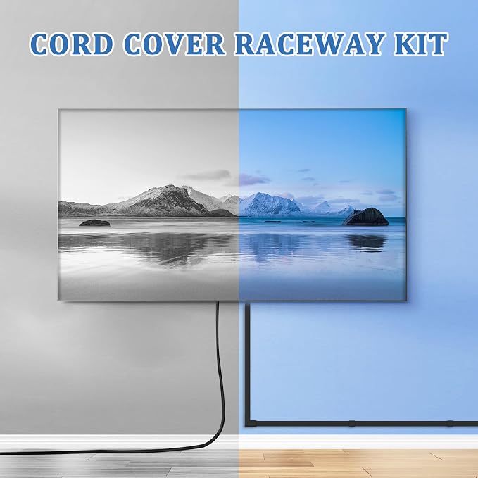 125" Small Cable Concealer for Single Cord, 8-Pack, Black | 125-inch single-cord cable concealer with 8 adhesive channels for neat wall cable management at home or the office. - Image 5