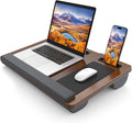 HETTHI Laptop Lap Desk, Portable Large Laptop Desk for Bed, Up to 17 in Lap Table with Wrist Rest, Mouse Pad, Tablet Phone Slot, Portable Handle, Lap Tray with Cushion (Dark Brown) by HETTHI