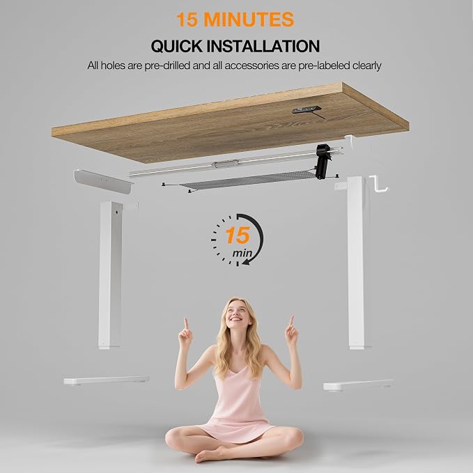 Electric Standing Desk with Cable Management,Oak Height Adjustable Desk with Memory Presets, Sit Stand Table for Work from Home, Ergonomic Computer Desk,40 x 24 inch - Image 7