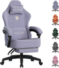 GTPLAYER Big and Tall Gaming Chair Fabric with Pocket Spring Cushion, High Back Ergonomic Computer Chair with Footrest for Adults Lumbar Support Swivel Game Chair for Office 350LBS, Macaron Purple by GTPLAYER