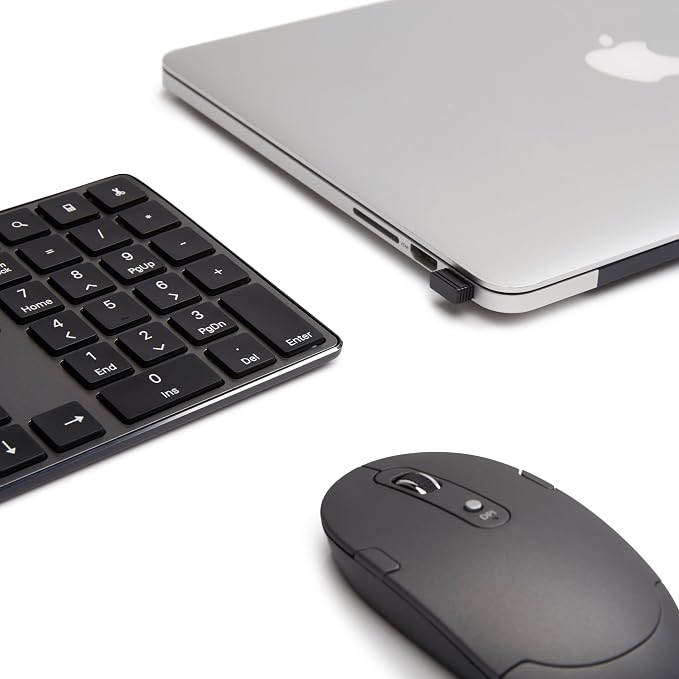 Amazon Basics Ultra Premium Wireless Keyboard and Mouse Combo, Rechargeable, Full-Size with Number Pad, Sleek Design, Plug and Play, Quiet Typing, 2.4GHz USB Receiver, Black - Image 8