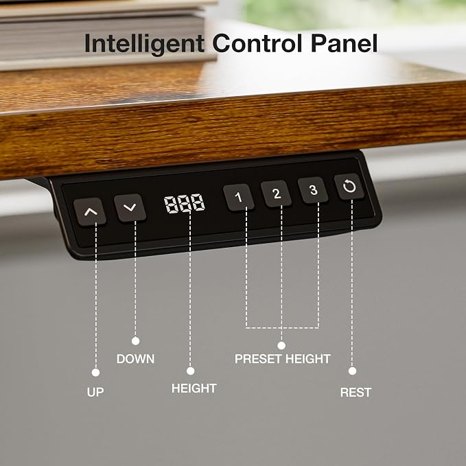 Muvai 59 Inch L Shaped Standing Desk Adjustable Height with Cable Management Tray,Gaming Electric Corner Standing Desk, Sit Stand Computer Table with Reversiable Splice Board,Rustic Brown - Image 5