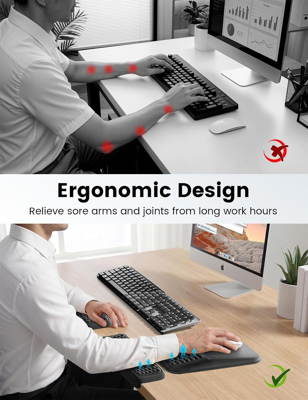 Vaydeer Ergonomic Mouse Pad with Wrist Rest and 2Pcs L-Shaped Elbow Rest - Image 3