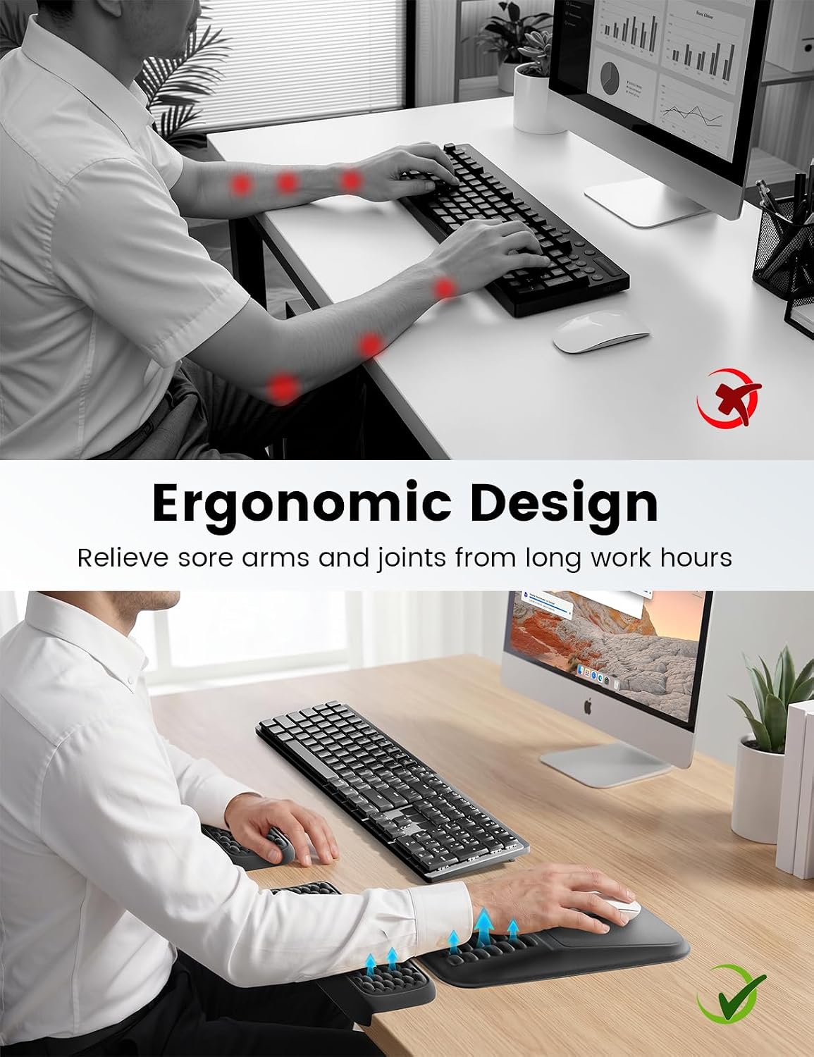 Vaydeer Ergonomic Mouse Pad with Wrist Rest and 2Pcs L-Shaped Elbow Rest - Image 3