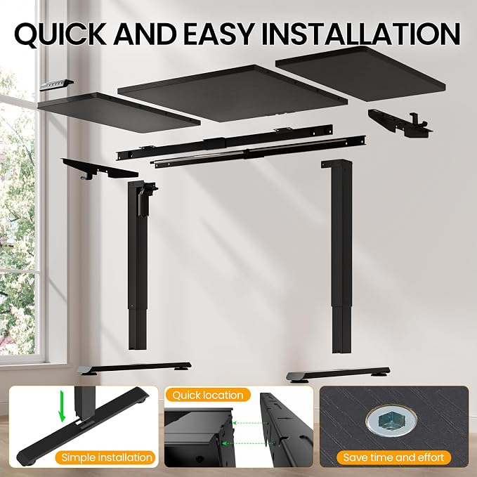 Veken 63" x 28" Super Large Standing Desk, Conference Room Tables, Black | Height Adjustable Electric Computer Desk, Sit to Stand Up, Modern Workstation for Home Office, Writing, Gaming Study - Image 4