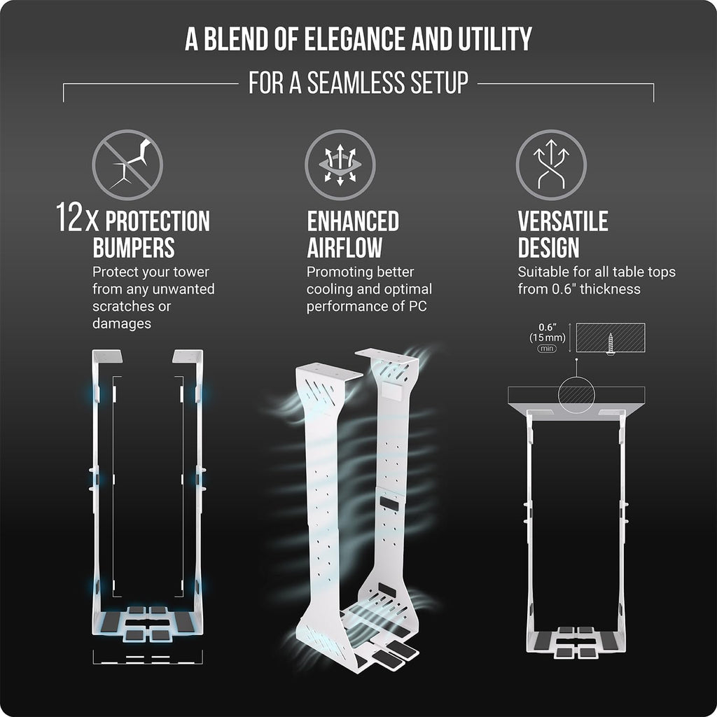 Heavy Duty under desk PC holder – Adjustable and up to 77 lbs load capacity - Image 4