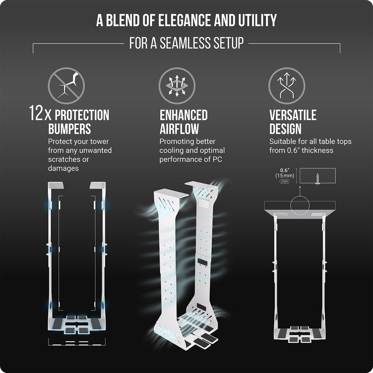 Heavy Duty under desk PC holder – Adjustable and up to 77 lbs load capacity - Image 4
