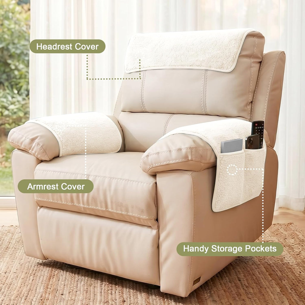 Universal Sherpa Recliner & Armchair Covers with Pockets - Image 2