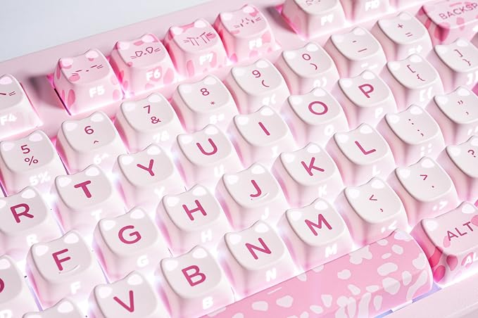 ZORNHER ZH980 Cat Mechanical Keyboard,95% Pink Creamy Keyboard with Number Pad,Cute Kawaii Mao Glowing Kitty Ear Keycaps,Creamy Sounding Linear Switches,Hot-Swappable,RGB Backlit - Image 2