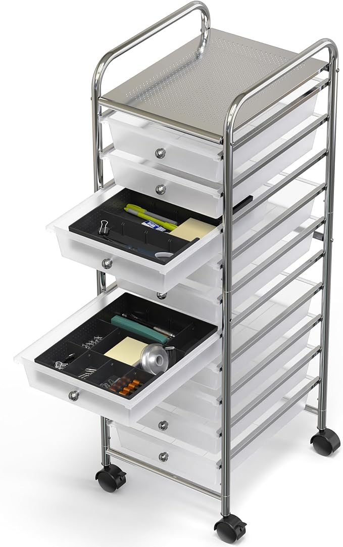 Simple Houseware Drawer Organizer Tray, 9 Adjustable Compartments, Black | For Office, Makeup, and Craft Drawer or Desktop Storage - Image 6