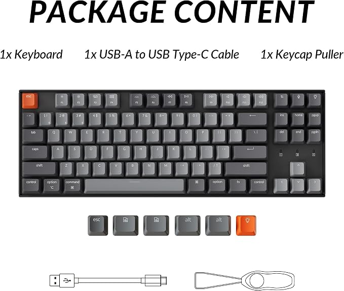 Keychron K8 Tenkeyless Wireless Mechanical Keyboard for Mac, White Backlight, Bluetooth, Multitasking, Type-C Wired Gaming Keyboard for Windows Red Switch - Image 9