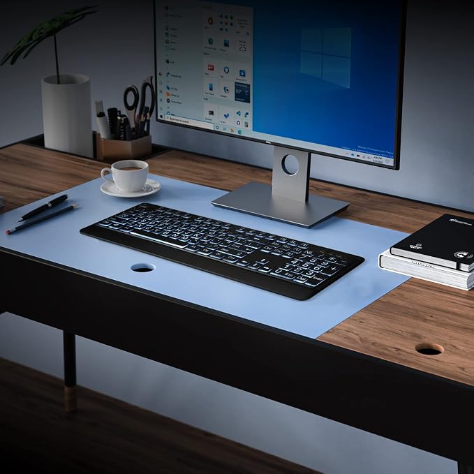 KOPJIPPOM Large Print Backlit Keyboard, USB Wired Computer Keyboard, Full Size Keyboard with White Illuminated LED Compatible for Windows Desktop, Laptop, PC, Gaming, Black - Image 7