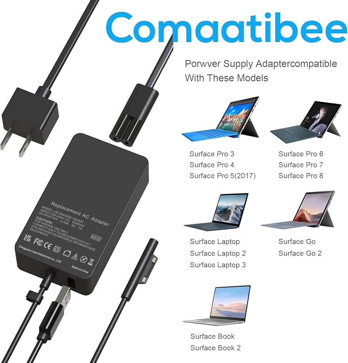 TREE.NB Laptop Surface Pro Charger 15V 2.58A 44W Power Supply for Microsoft Surface Book Surface Pro 8/7/6/5/4/3 Laptop 1/2/3 Surface Go 1/2 & Surface Book (Not Compatible Surface 3) - Image 5