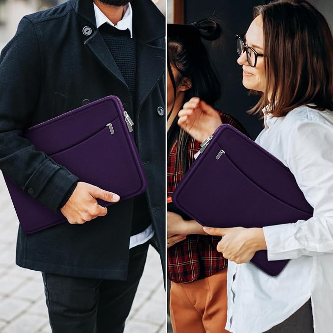 Laptop Sleeve Case 15.6 inch, Shockproof Protective Laptop Cover Carrying Computer Bag with Accessory Pocket Portable Computer Sleeve Compatible with HP, Dell, Lenovo, Asus, Dark Purple - Image 7