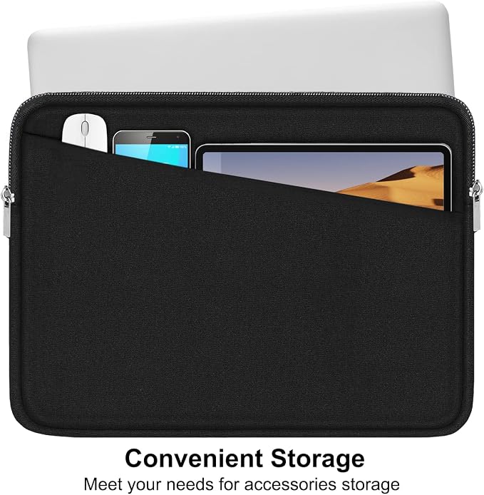 Laptop Sleeve Case 17 inch, Durable Computer Carrying Bag with Front Pocket | Laptop Case, Computer Sleeve Handbag with Front Pocket, Laptop Cover for 15-16 Inch HP, Dell, Lenovo, Asus, Notebook, Black - Image 2