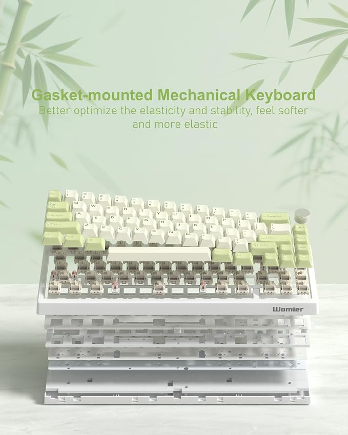 Womier 60% Gaming Mechanical Keyboard Green QMK/VIA | Creamy Keyboard Wired,Hot Swappable Gasket Mount RGB Key board,PBT Keycaps POM Linear Switch for Windows/MAC (VK66 PRO) - Image 5