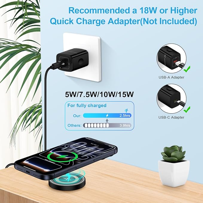 for Samsung S26 Ultra Magnetic Wireless Charger Fast Charging Pad for Galaxy S26 S26+ S25 FE Ultra S24 S23 S22 S21 Z Fold7,15W USB-C/A Android Phone Wireless Magsafe Charger for iPhone 17e 17 16 15 14 - Image 2