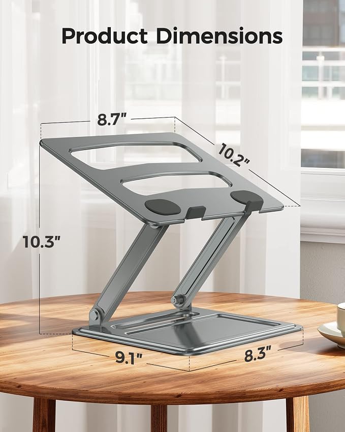 Adjustable Laptop Stand, Portable for 17.3inch Laptops, Holds Up to 17.6lbs, Ergonomic Posture & Heat Dissipation - Gray - Image 8