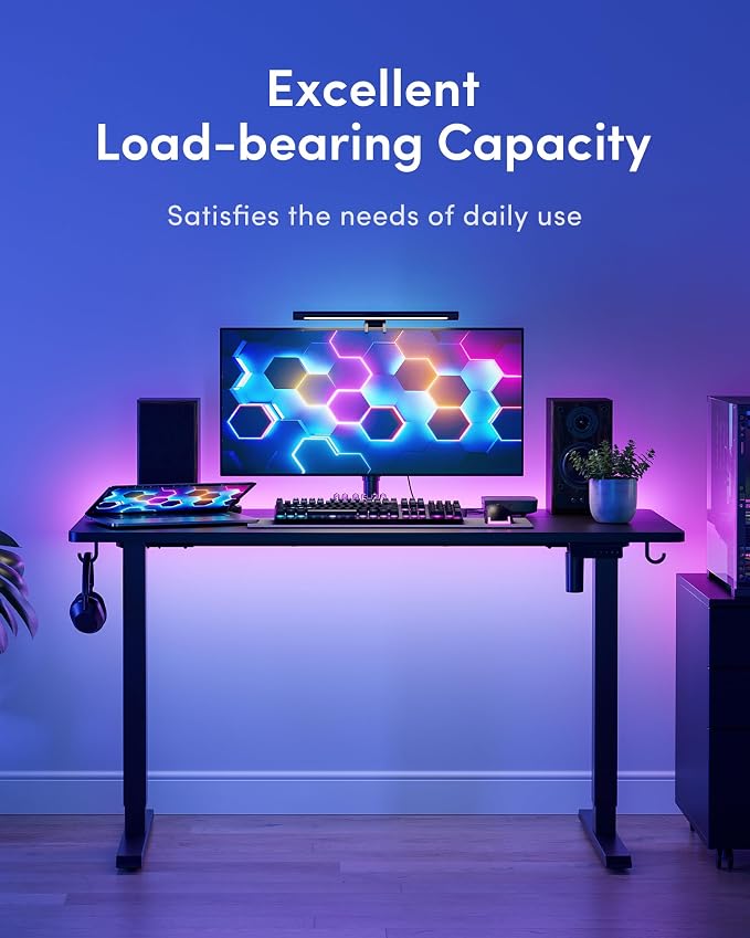DESINO Standing Desk, 48 × 24 Inches Electric Height Adjustable, Sit and Stand Up, Computer Office Desk with Splice Board, Black Frame/Black TOP - Image 4