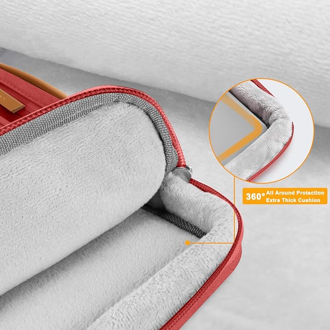 MOSISO 360 Protective Laptop Case 13.3 inch, 13-13.3 inch Laptop Sleeve | Compatible with MacBook Air/Pro 13 / Pro 14,HP Dell Acer ASUS, Side Open Carrying Case with 4 Zipper Pockets, Red - Image 3