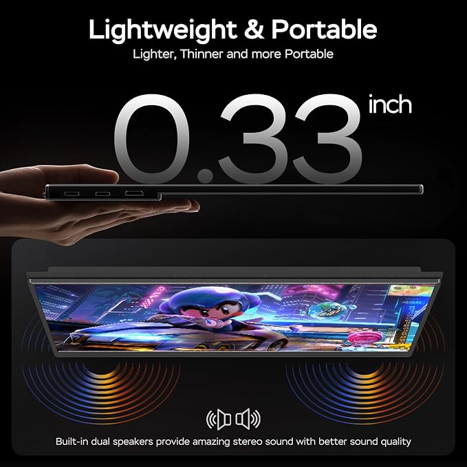 Yxk Portable Monitor 17.3 Inch 1080P 144Hz IPS HDR Ultra-Slim Travel Monitor with Dual Speakers USB-C HDMI Second Screen for Laptop PC Mac Phone Xbox PS4/5 Switch, VESA Kickstand with Cover Stand - Image 6