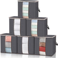 Lifewit 6 Pack 100L Clothes Storage Bins with Lids, Foldable Blanket Storage Bags with Zippers, Clear Window and Reinforced Handles, Closet and Organization for Clothing, Sweater, Comforter, Bedding by Lifewit
