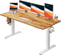 HUANUO Electric Standing Desk, Whole Piece Desktop, Adjustable Height Computer Desk, 4 Height Memory Settings, Sit Stand Up Desk for Home Office, 60" x 24", Light Vintage by HUANUO