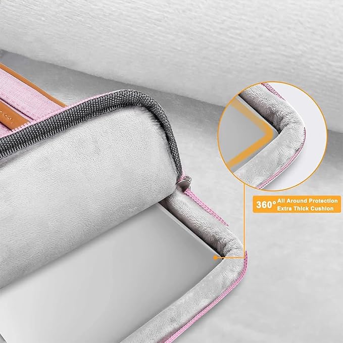 MOSISO 360 Protective Laptop Case 16 inch, 15-15.6 inch Laptop Sleeve | Compatible with MacBook Pro 16, HP Acer Dell Lenovo ASUS, Side Open Carrying Case with 4 Zipper Pockets, Pink - Image 3