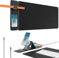 2nd Gen Wireless Charging Desk Mat,3-in-1 Foldable Phone Holder Mouse Pad | Extra Large 35.43×15.75 Inch Microfiber Leather Waterproof Anti-Slip Multifunctional Wireless Charger Desk Pad by AWEXEO