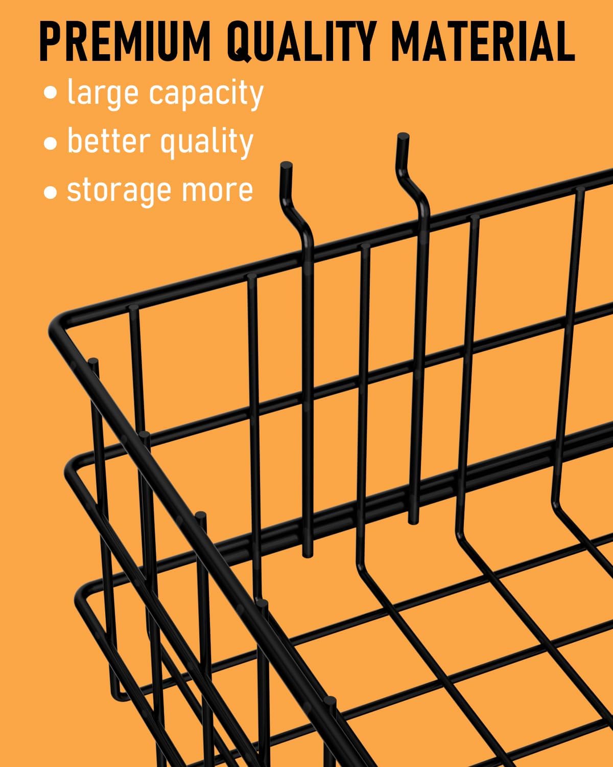 INCLY 4 Pack Pegboard Baskets Bins Set, Black Metal Pegboard Accessories - Image 3