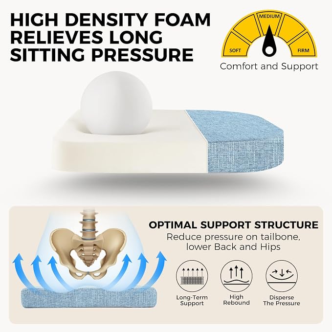 downluxe Indoor Chair Cushions for Dining Chairs, Soft and Comfortable Textured Foam Kitchen Chair Pads with Ties and Non-Slip Backing, 16" x 16" x 2", Light Blue, 2 Pack - Image 5