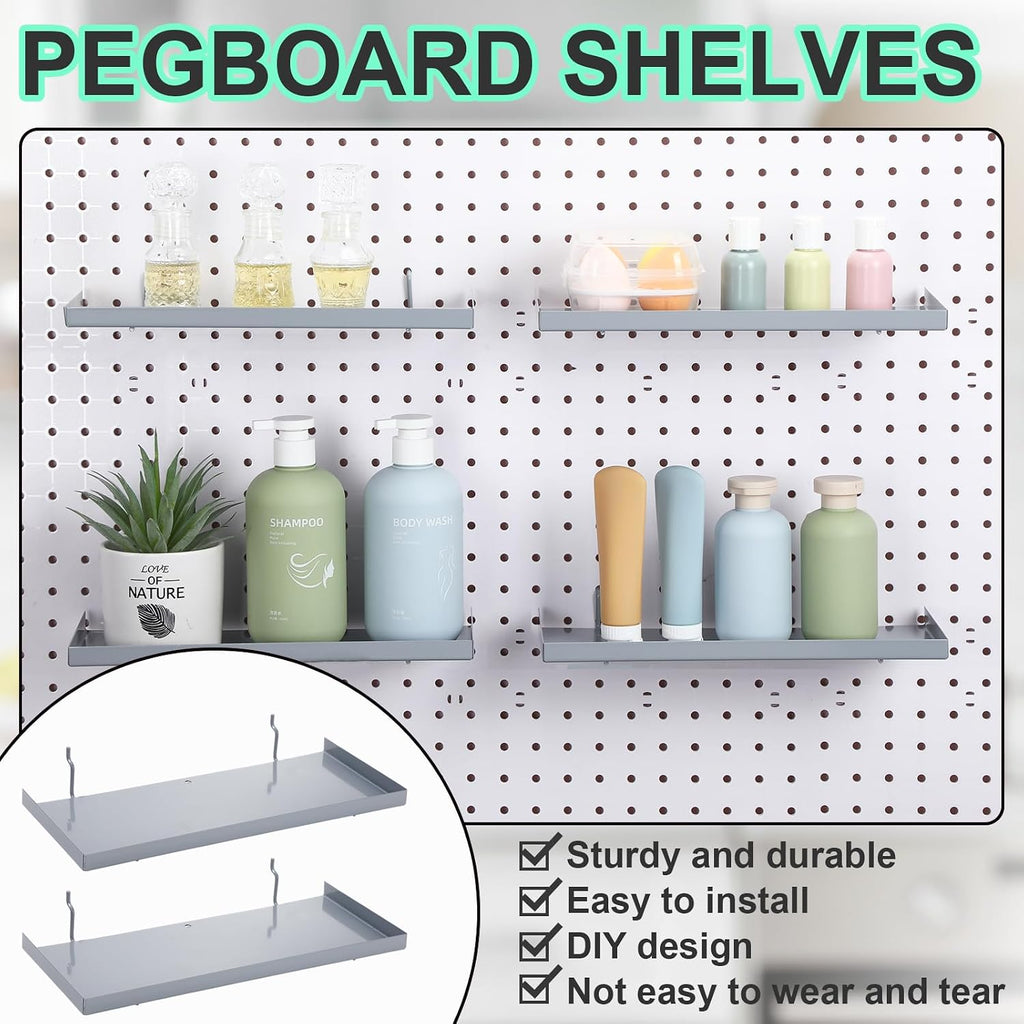 Lineshading 4 Pcs Pegboard Shelves, Gray, 12 x 5 Inch - Image 4