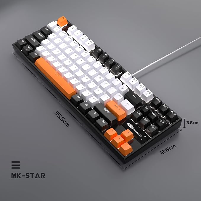 MageGee 75% Mechanical Gaming Keyboard, Yellow Switch, LED White Backlit, 87 Keys Compact TKL Wired Computer Keyboards for Windows Laptop PC Gamer - White/Black - Image 7