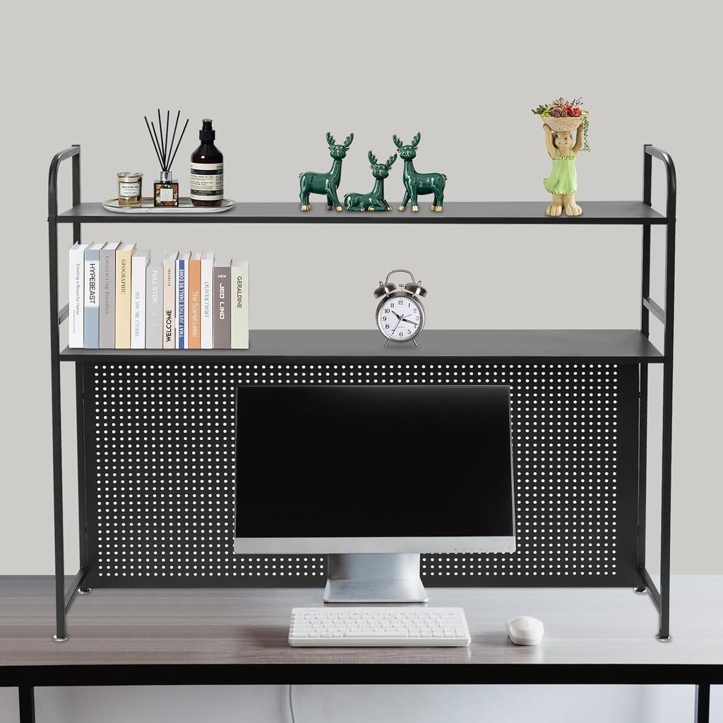 Office Clamp On Desk Shelf with Pegboard (Black, 45.3, Inches) - Image 2