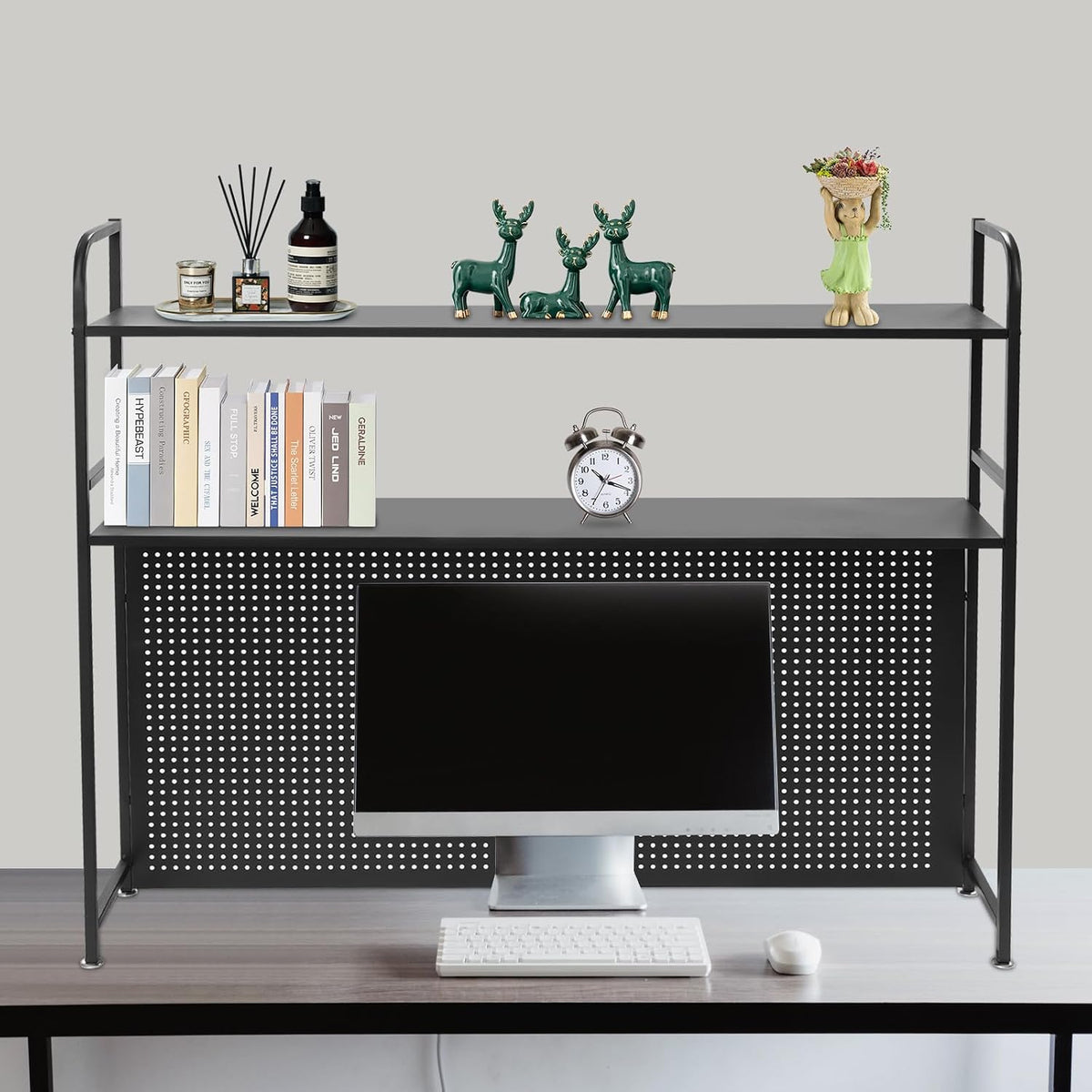Office Clamp On Desk Shelf with Pegboard (Black, 45.3, Inches) - Image 2