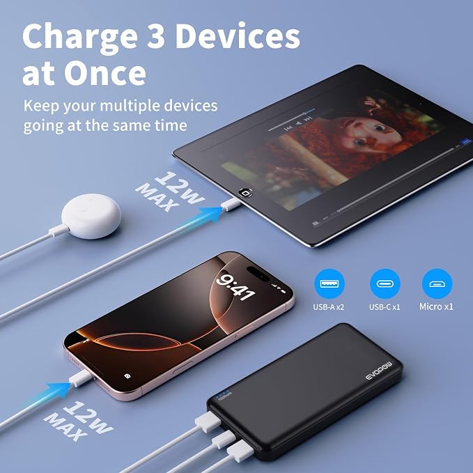 2 Pack Portable Charger, Slimmer 10000mAh Power Bank, USB C in&Out Fast Charging Battery Pack, External Portable Power Bank for iPhone 16 15 14 13 12 Tablet Headphones Samsung S23 S22 Pixel etc - Image 4