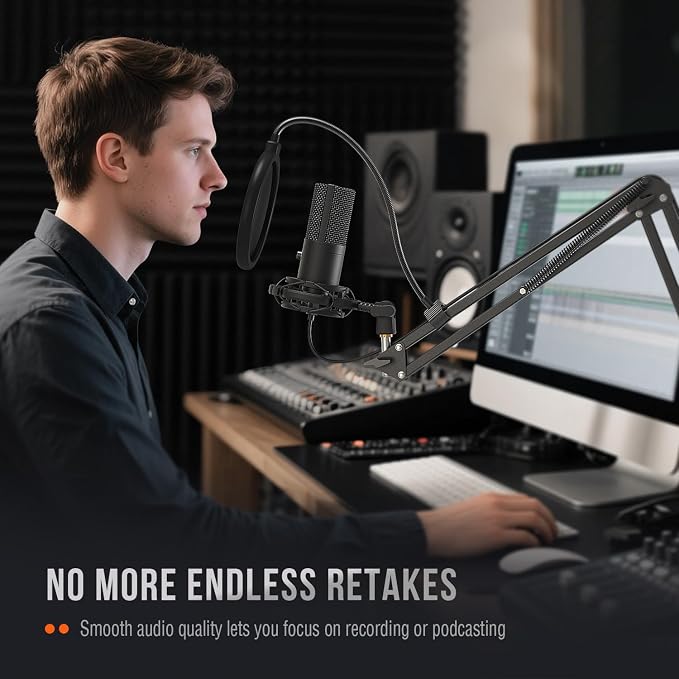FIFINE T669 Studio Condenser USB Microphone for Recording Podcasting | Computer Microphone Kit for Voice Overs, Adjustable Boom Arm Stand, Shock Mount for Vocal, Instruments, Gaming, Streaming - Image 8