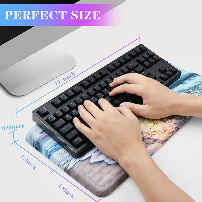 Computer Keyboard Stand with Wrist Rest, Ergonomic Tilted Keyboard Holder - Keyboard Riser with Wrist Pad - Keyboard Tray Support for Office Home - Beach - Image 6