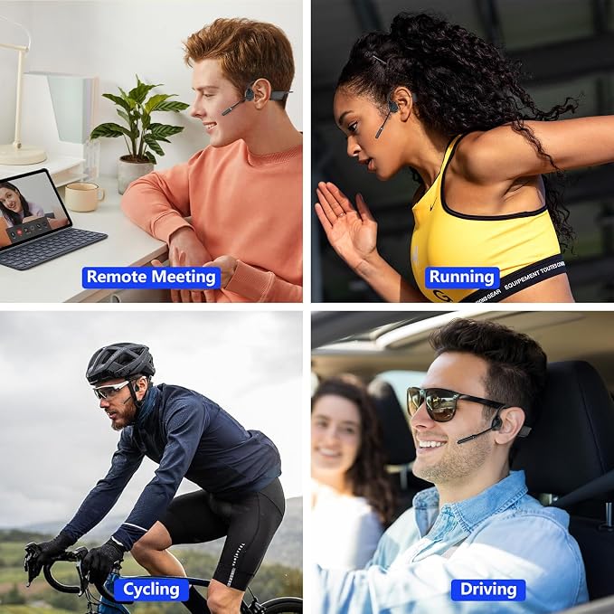 Open-Ear Headphones with Noise-Canceling Mic, Bone Conduction Headphones | AI ENC Noise Cancellation, One-Click Mute, Magnetic Charging, Bluetooth 6.0, Dual Device Connection, for Drivers Learners - Image 7