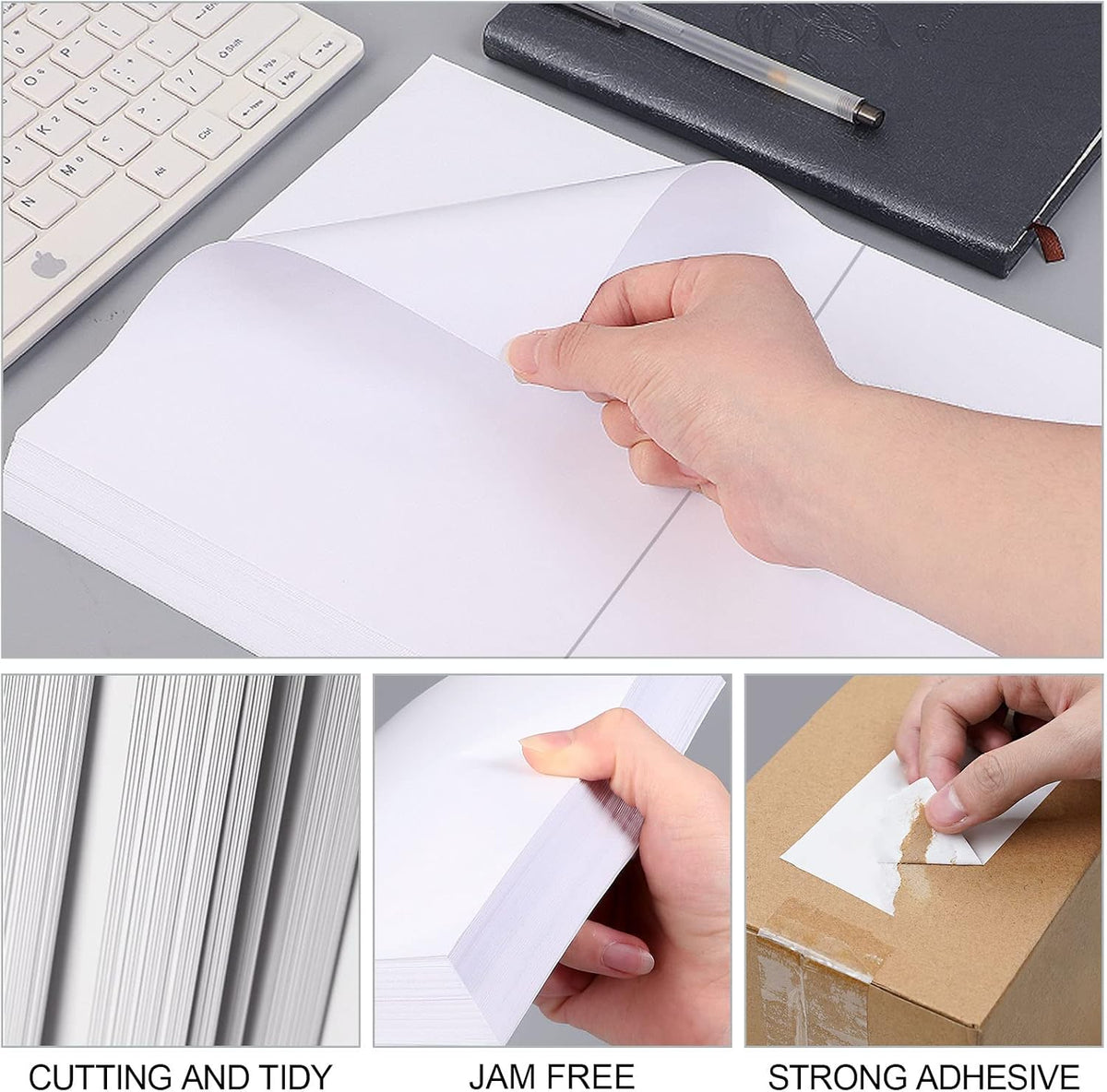 (1000 Labels/500 Sheets)Labelebal Half Sheet Self Adhesive Shipping Labels for Laser & Inkjet Printers, 8.5" x 5.5" Shipping Mailing Labels, 2 Per Page Shipping Labels, 5 1/2 x 8 1/2 Half Sheet Labels - Image 3