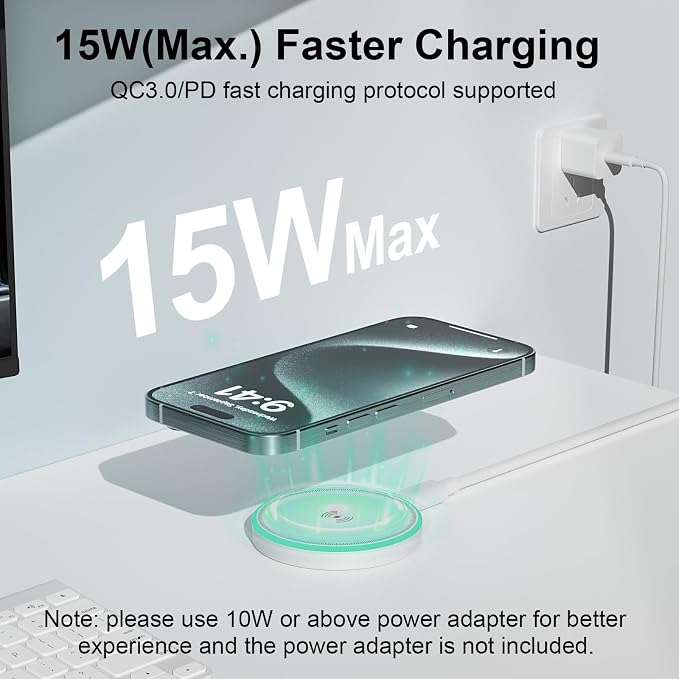 MagSafe Charger 2Pack 15W Magnetic Wireless Charger Fast Charging Pad with 6FT USB C to USB C Cable Compatible with iPhone 17/16/15/14/13/12 Series & AirPods 4/3/2/Pro | Strong Magnet Technology - Image 2