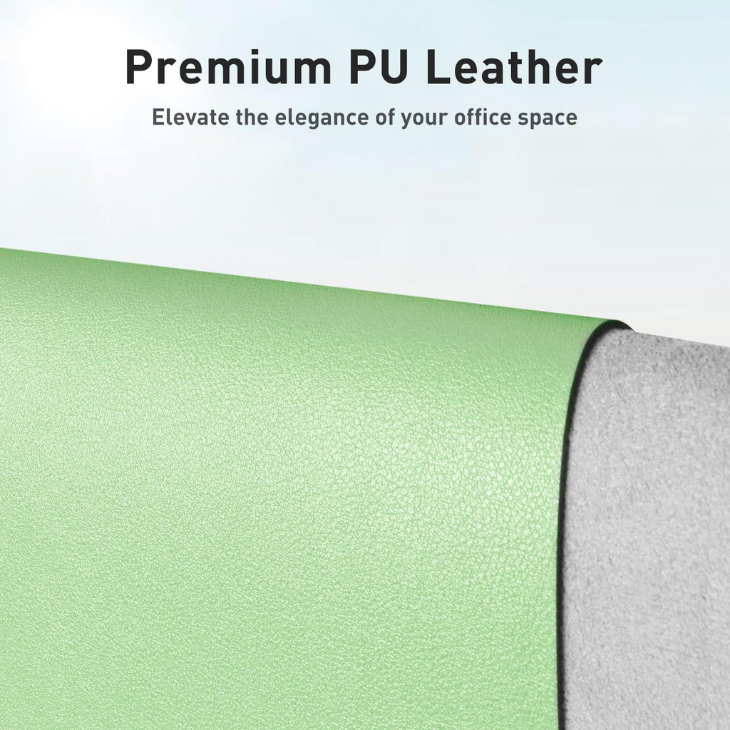 Aothia Faux Leather Desk Mat - Non-Slip PU Leather Desk Blotter, Waterproof Writing Surface, Large Desk Pad for Office & Home (Foam Green, 55" x 17") - Image 2