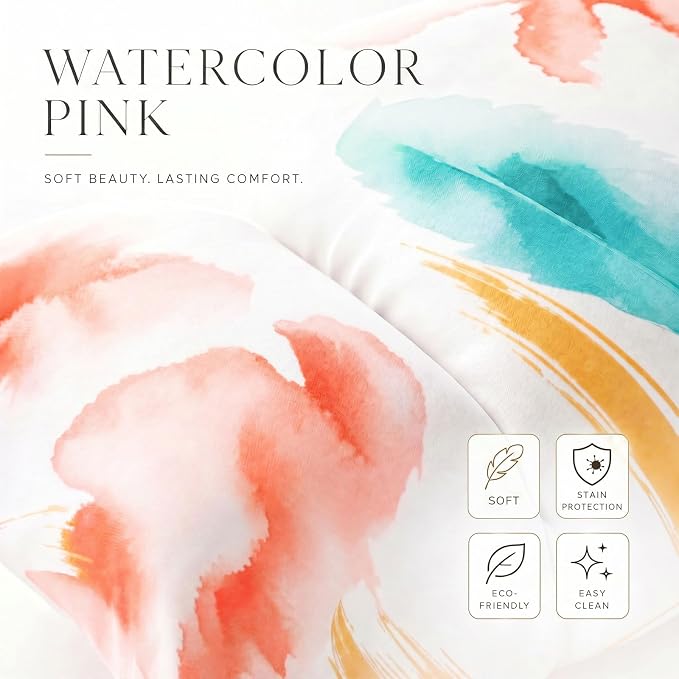 Efomao Watercolor Fabric Executive Office Chair Home Foot Rest, Pink | Soft Breathable Computer Desk Seat, Plush Comfy Cushion, Aesthetic Pastel Floral Patterns for Studio Vanity Cozy Setup - Image 6