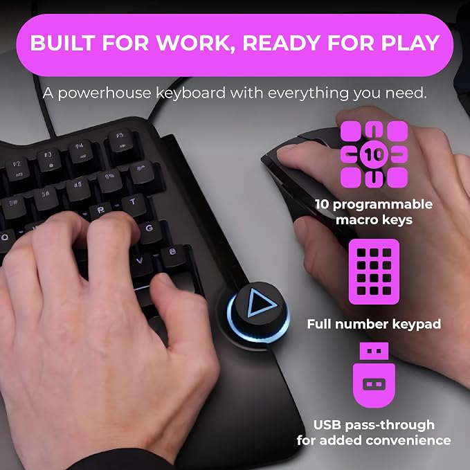 Cloud Nine C989M Ergonomic Mechanical Keyboard for PC - Kailh Tactile Brown Switches - RGB Light Up LED Backlit with USB - Ergo Split Key Board with Macro - Image 8