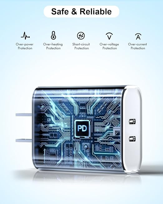 iPhone 17 Charger,USB C Charger Fast Charging with USBC to USBC Cable 2Pack | Dual Type-C Port PD Charging Block iPhone 17 Adapter with USBC Cable,Fast Charging for iPhone 17/17 Pro/Air/16/16 Pro/15,iPad - Image 4