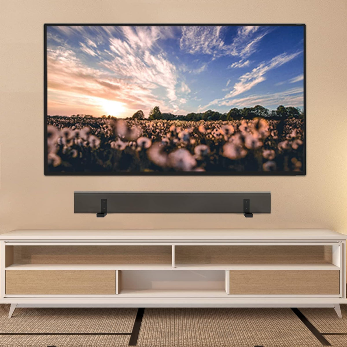 WALI Center Channel Speaker Wall Mount, Universal Soundbar Wall Mount Bracket Hold up to 30 lbs, Arms Extend Adjustment from 7 to 11.5 inch (SLK201), Black - Image 3